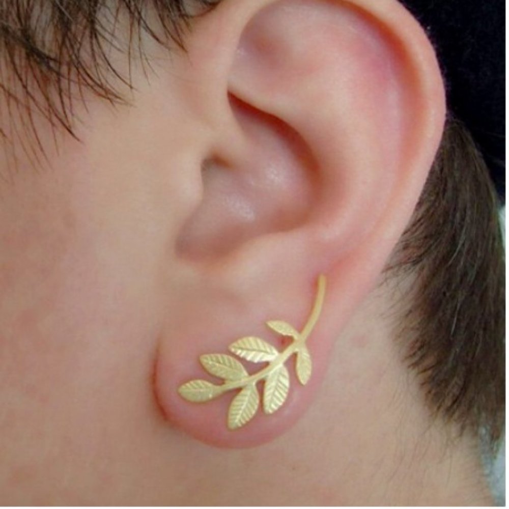 Gold Olive Branch Earrings